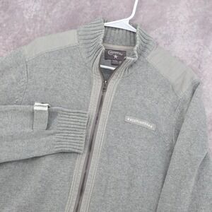 Converse Mens XXL Gray Full Zip Mock Neck Knit Cardigan Sweater Mixed Media